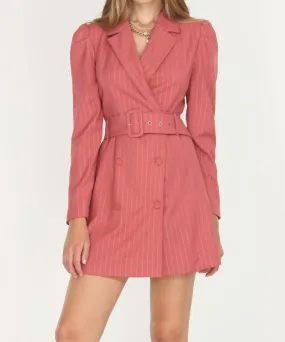 Adelyn Rae - KAYLA PINSTRIPE BELTED BLAZER DRESS