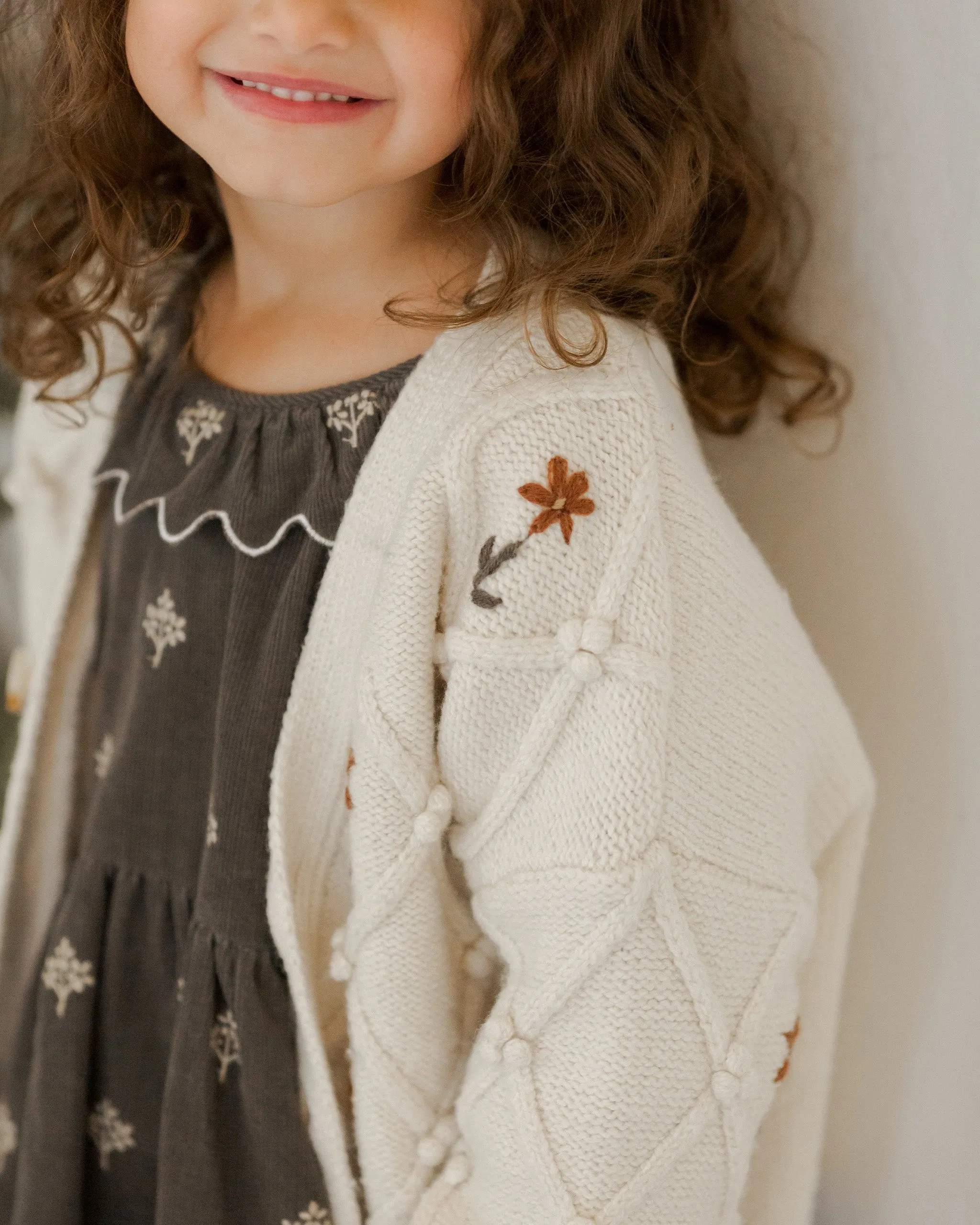 Boxy Cardigan - Winter Floral Embroidery