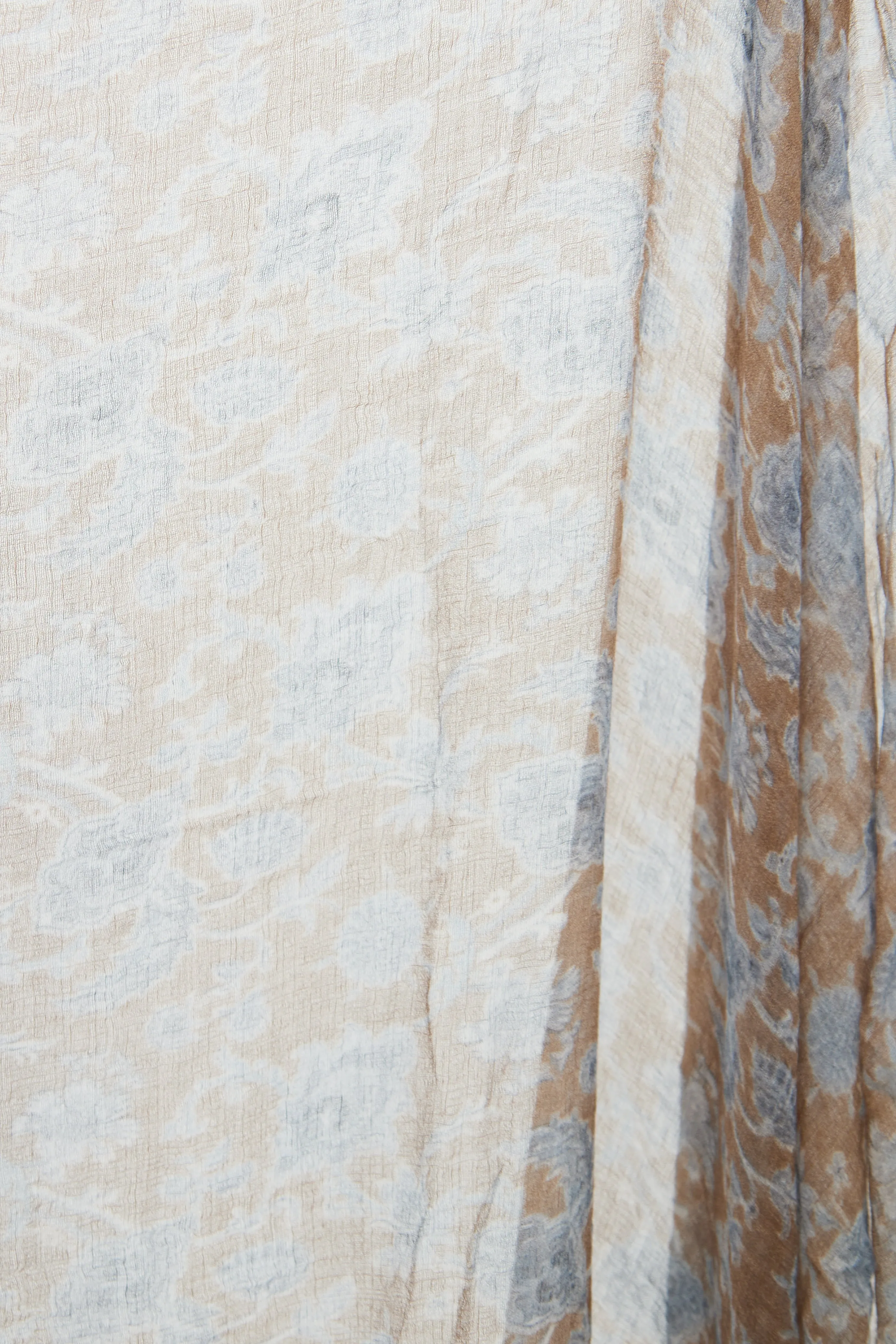 Brown & Blue Floral Cashmere Scarf