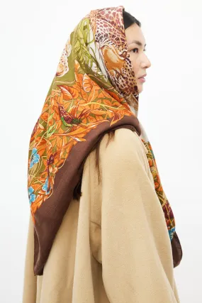 Brown & Orange Jungle Love Cashmere Shawl