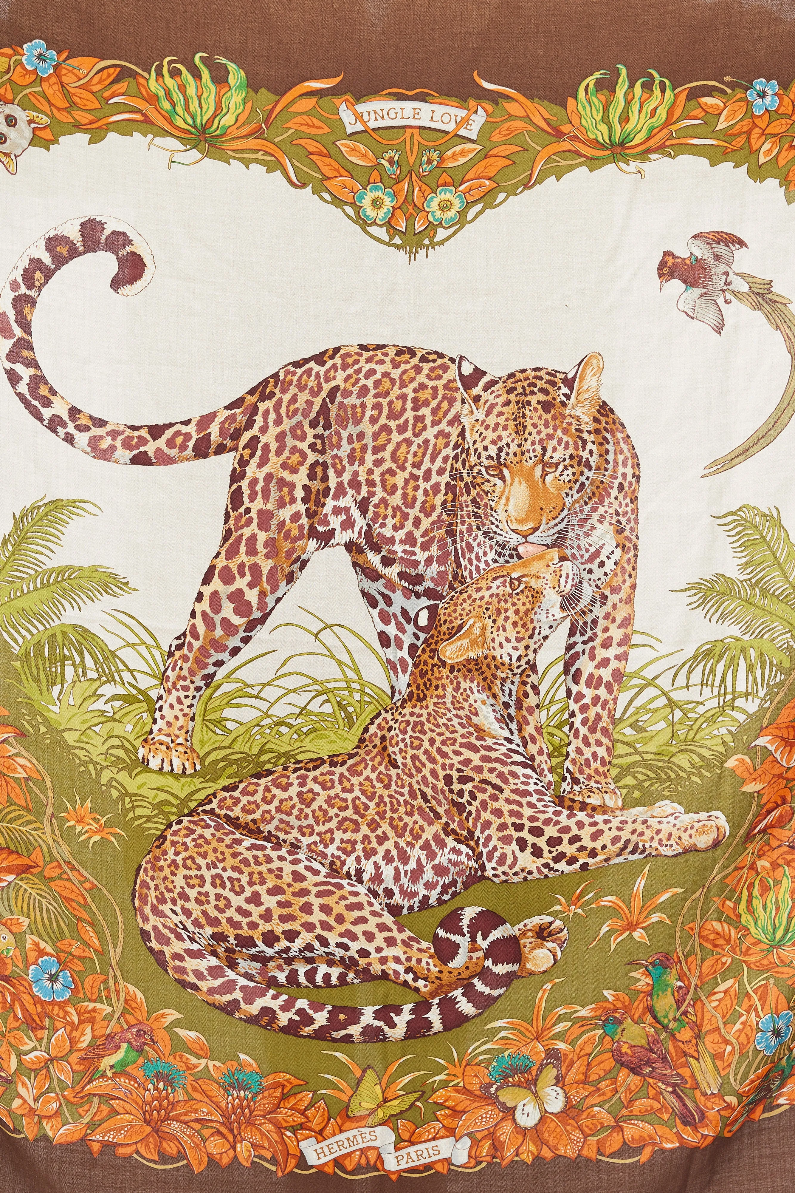 Brown & Orange Jungle Love Cashmere Shawl