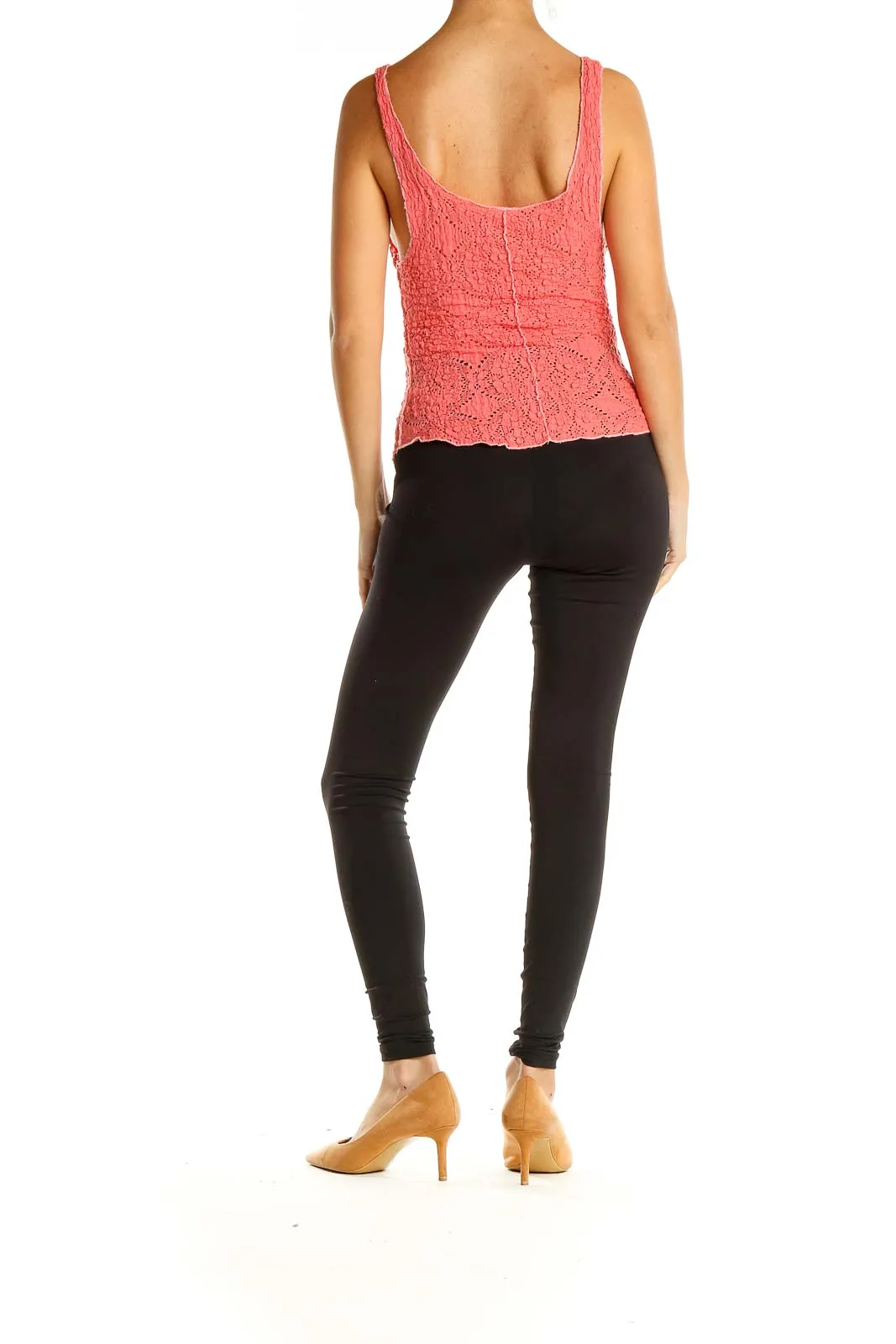 Coral Lace Button-Front Tank Top
