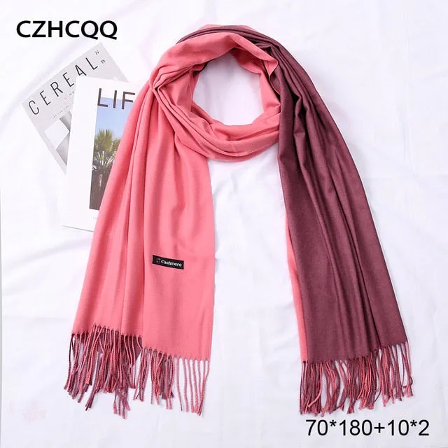 Double Sided Winter Women Cashmere Scarf Shawls And Wraps Female