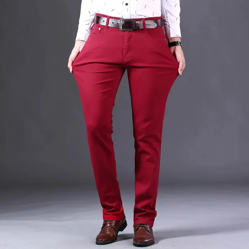 Fashion Solid Color Stretch Straight Denim Jeans