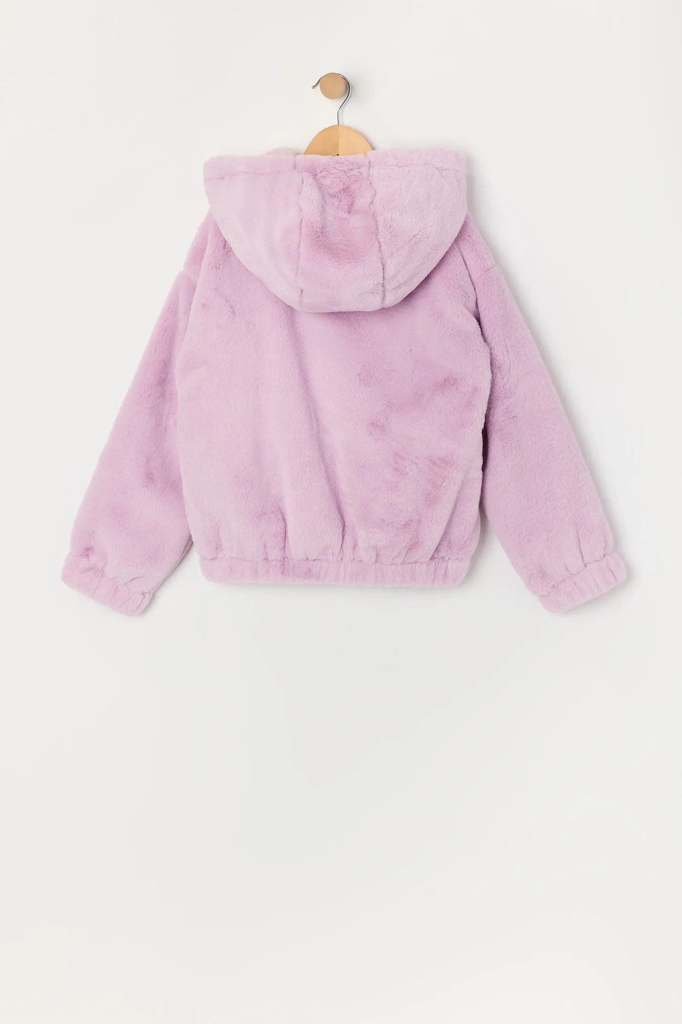 Girls Faux Fur Zip Up Jacket