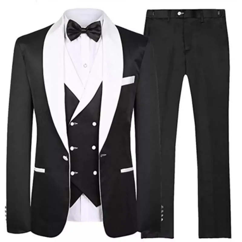 Groom Tuxedos Peak Lapel Best Man Suits Men's Wedding Suits (Jacket Pants Vest)