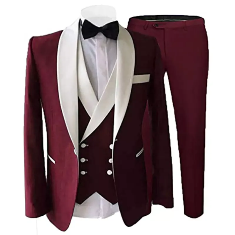Groom Tuxedos Peak Lapel Best Man Suits Men's Wedding Suits (Jacket Pants Vest)