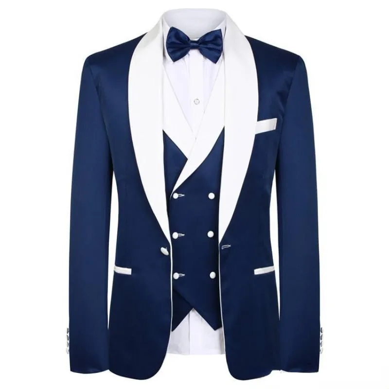 Groom Tuxedos Peak Lapel Best Man Suits Men's Wedding Suits (Jacket Pants Vest)