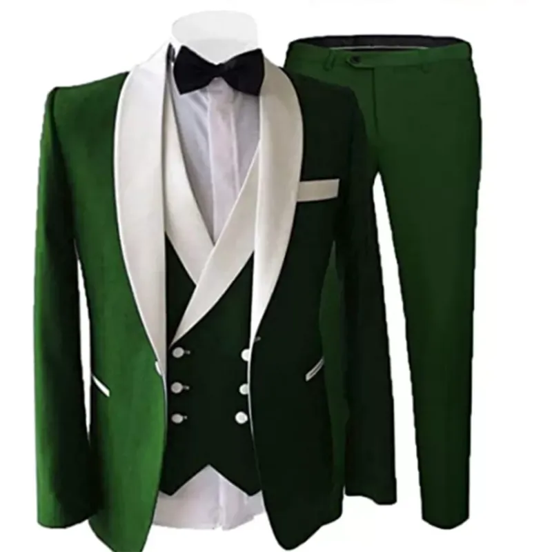 Groom Tuxedos Peak Lapel Best Man Suits Men's Wedding Suits (Jacket Pants Vest)