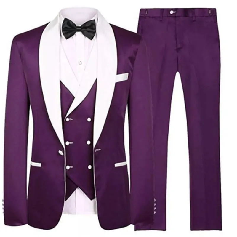 Groom Tuxedos Peak Lapel Best Man Suits Men's Wedding Suits (Jacket Pants Vest)