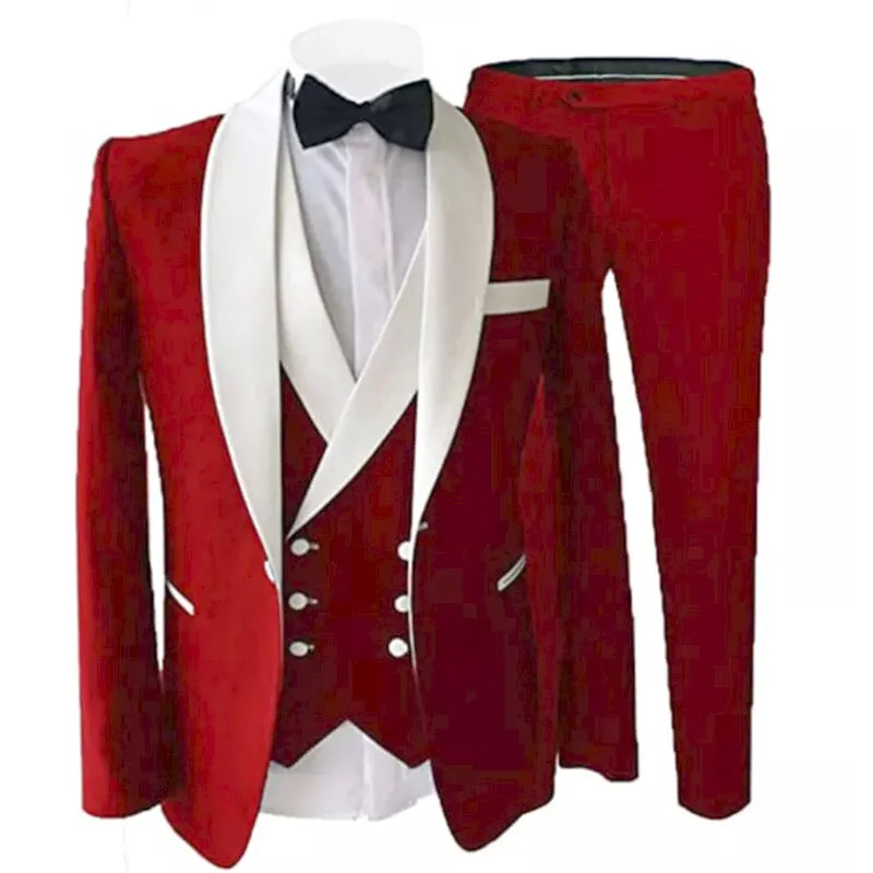 Groom Tuxedos Peak Lapel Best Man Suits Men's Wedding Suits (Jacket Pants Vest)
