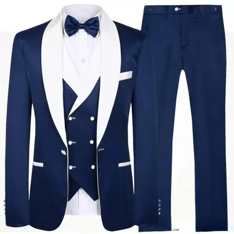 Groom Tuxedos Peak Lapel Best Man Suits Men's Wedding Suits (Jacket Pants Vest)