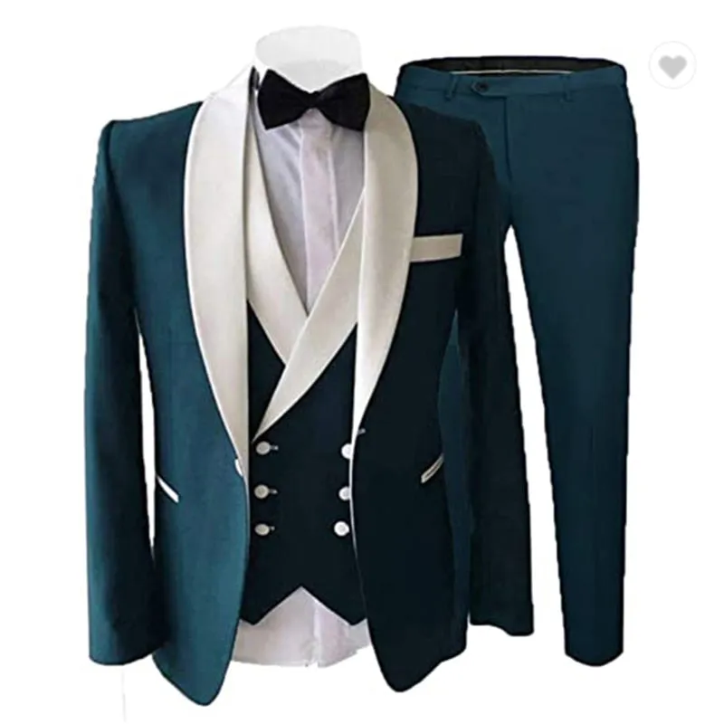 Groom Tuxedos Peak Lapel Best Man Suits Men's Wedding Suits (Jacket Pants Vest)
