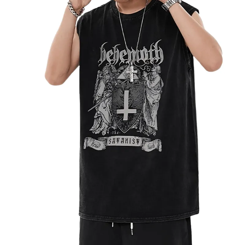 Grunge Loose Graphic Tank Tops / Casual Cotton Sleeveless Tops / Oversized Clothing