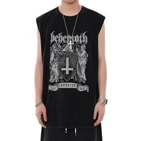 Grunge Loose Graphic Tank Tops / Casual Cotton Sleeveless Tops / Oversized Clothing