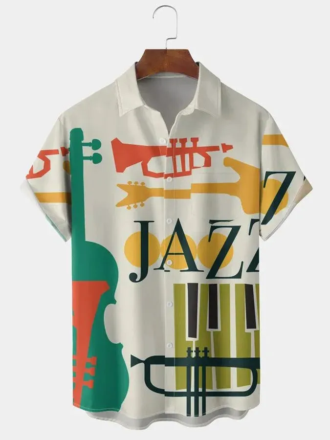 Hawaiian 3D geometric printing short sleeved top for men's  vacation casual shirt