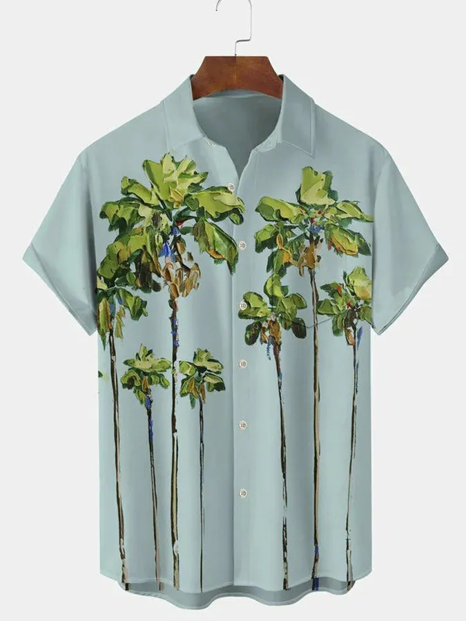 Hawaiian 3D geometric printing short sleeved top for men's  vacation casual shirt