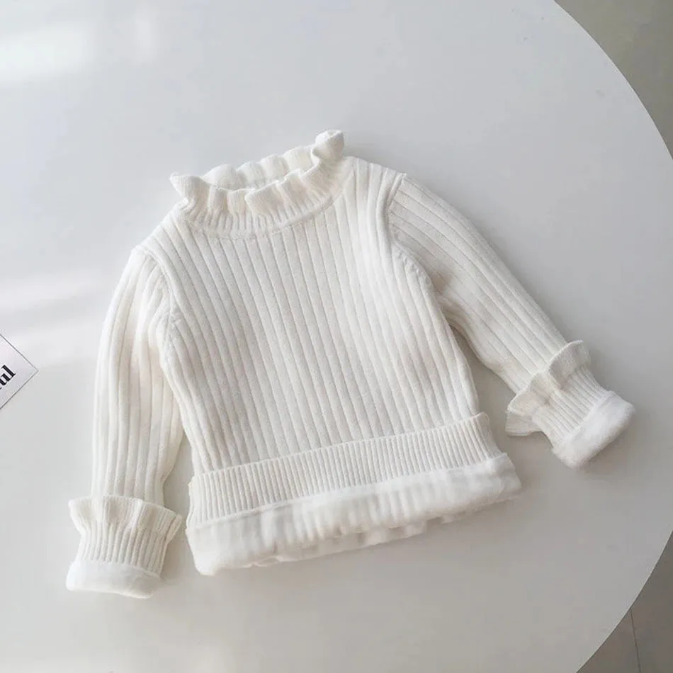 Infant Toddler Winter Fleece Sweaters Baby Warm Pullover Girls Thicken Knitting Shirt Kids Long Sleeve Turtleneck Winter Sweater