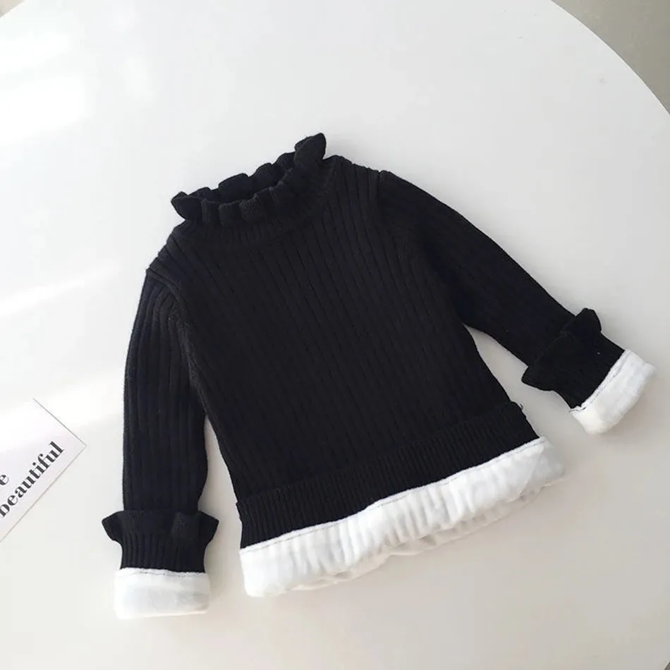 Infant Toddler Winter Fleece Sweaters Baby Warm Pullover Girls Thicken Knitting Shirt Kids Long Sleeve Turtleneck Winter Sweater