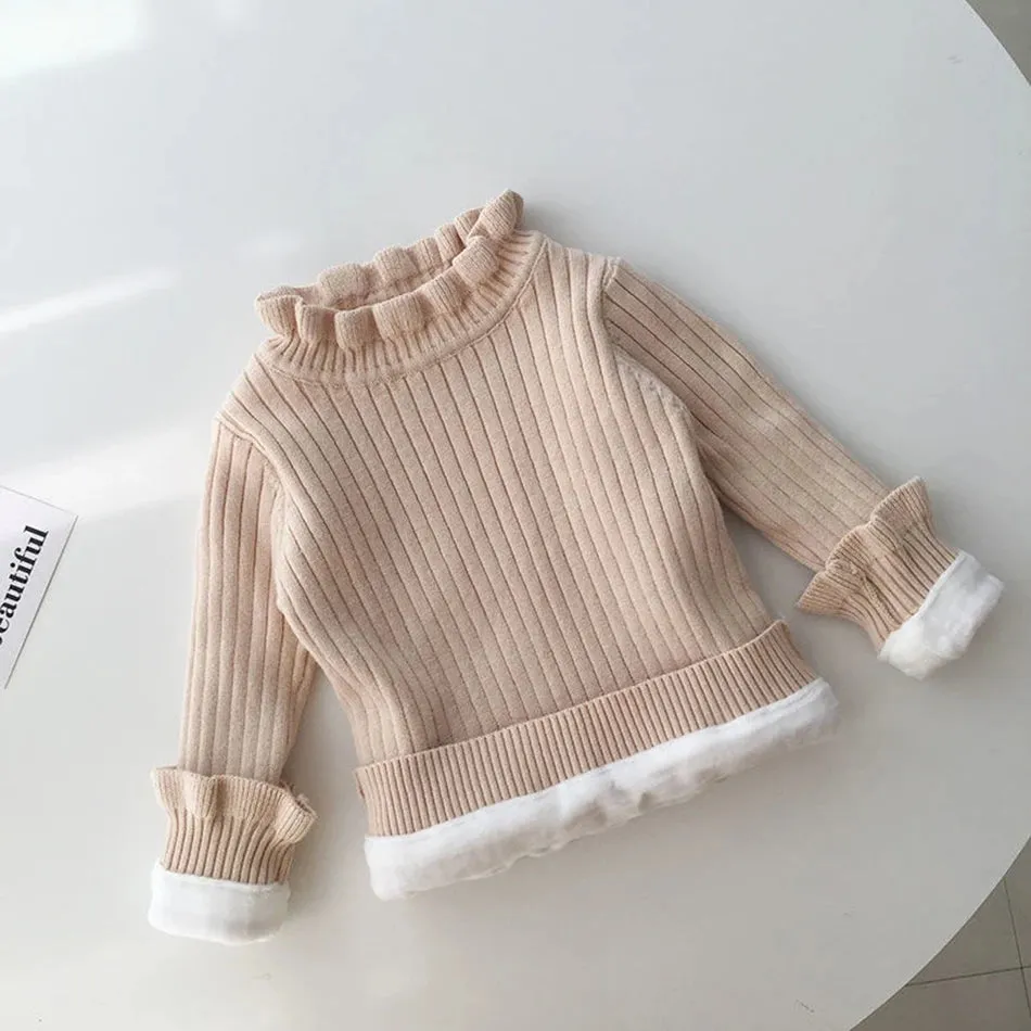 Infant Toddler Winter Fleece Sweaters Baby Warm Pullover Girls Thicken Knitting Shirt Kids Long Sleeve Turtleneck Winter Sweater