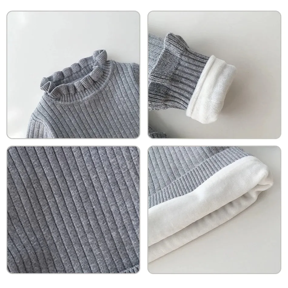 Infant Toddler Winter Fleece Sweaters Baby Warm Pullover Girls Thicken Knitting Shirt Kids Long Sleeve Turtleneck Winter Sweater