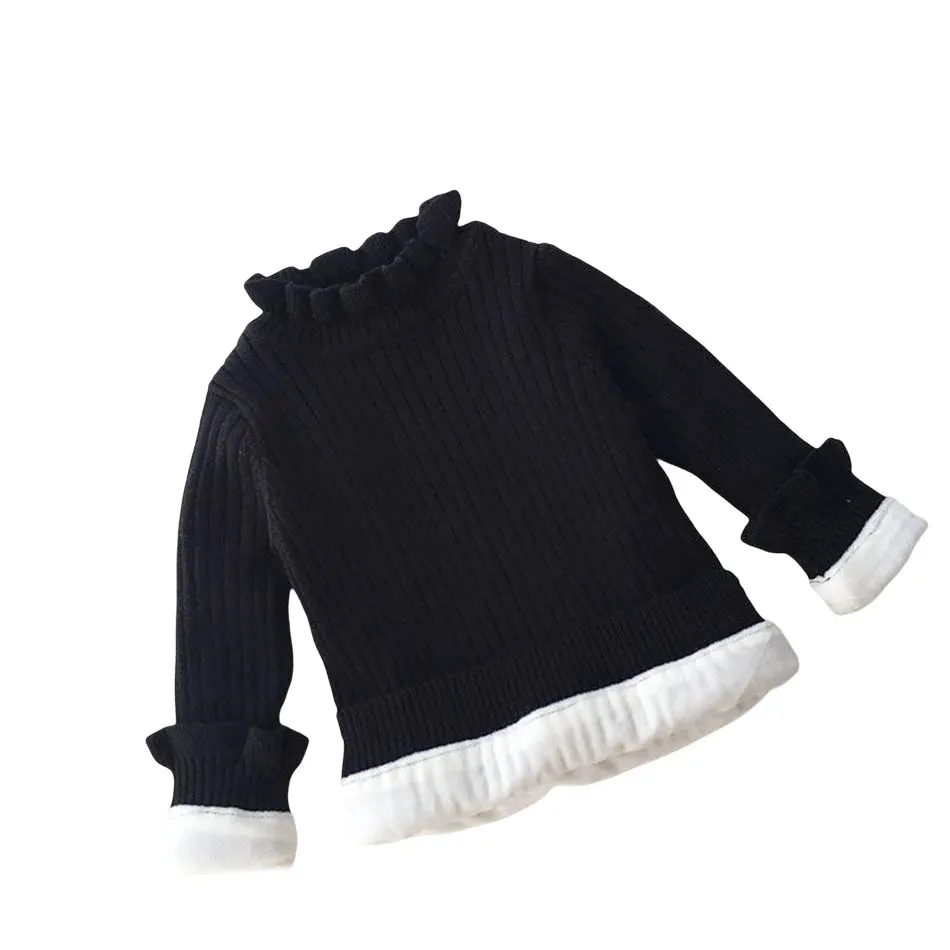 Infant Toddler Winter Fleece Sweaters Baby Warm Pullover Girls Thicken Knitting Shirt Kids Long Sleeve Turtleneck Winter Sweater