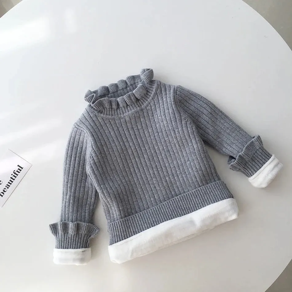 Infant Toddler Winter Fleece Sweaters Baby Warm Pullover Girls Thicken Knitting Shirt Kids Long Sleeve Turtleneck Winter Sweater