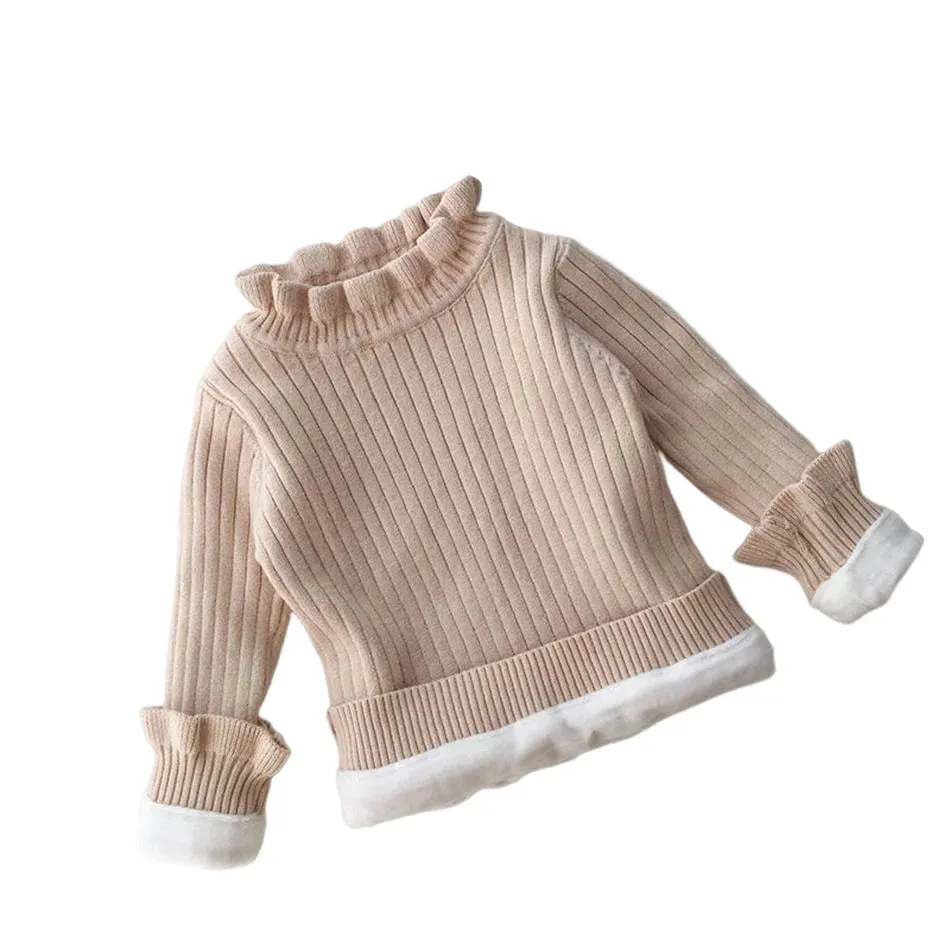 Infant Toddler Winter Fleece Sweaters Baby Warm Pullover Girls Thicken Knitting Shirt Kids Long Sleeve Turtleneck Winter Sweater