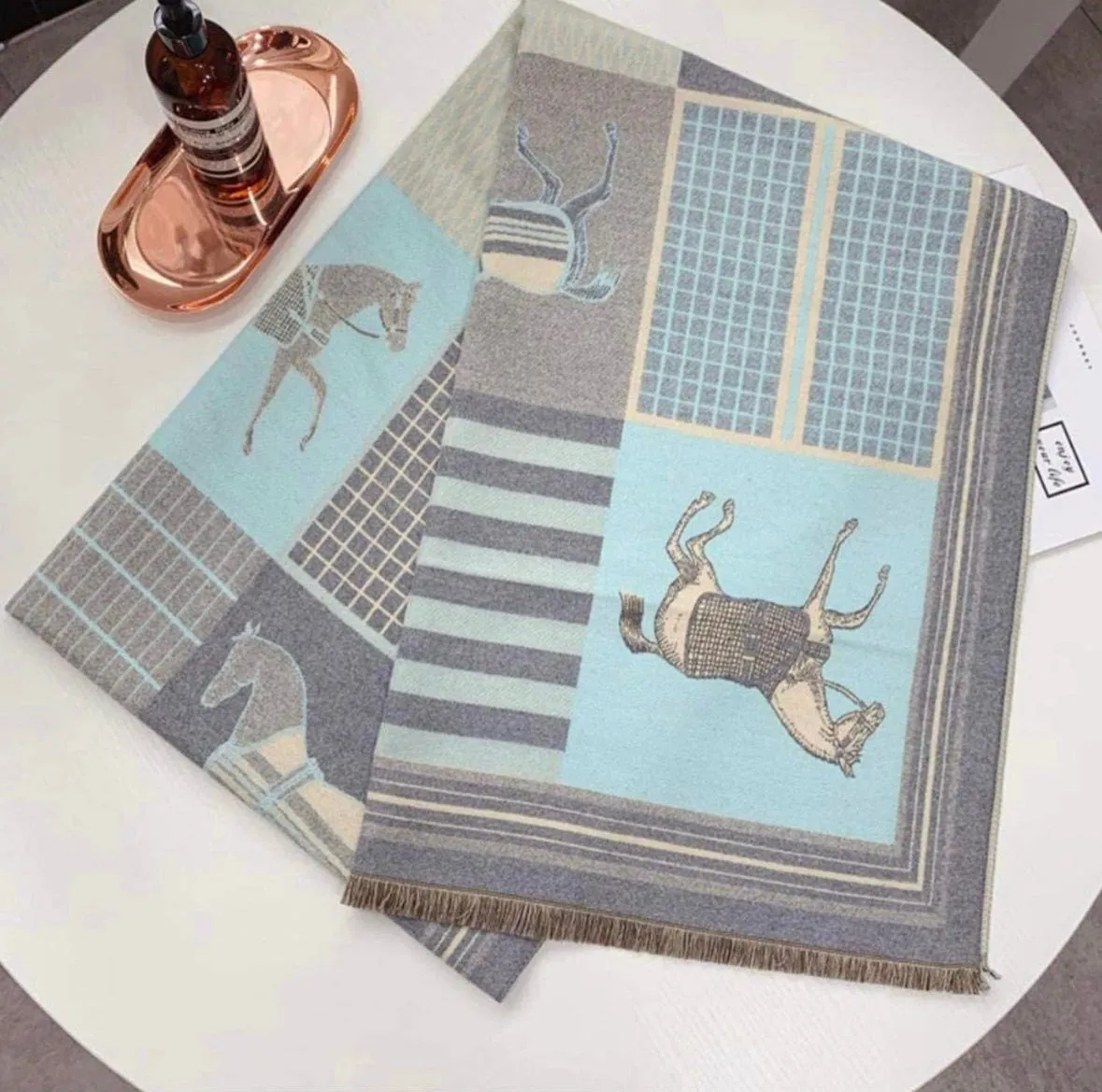 Light Blue Classic Equestrian Scarf/Shawl