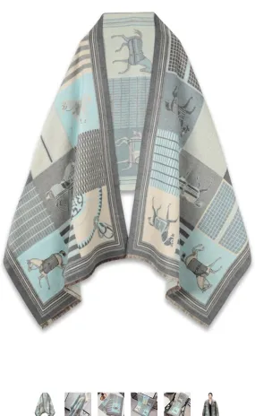 Light Blue Classic Equestrian Scarf/Shawl