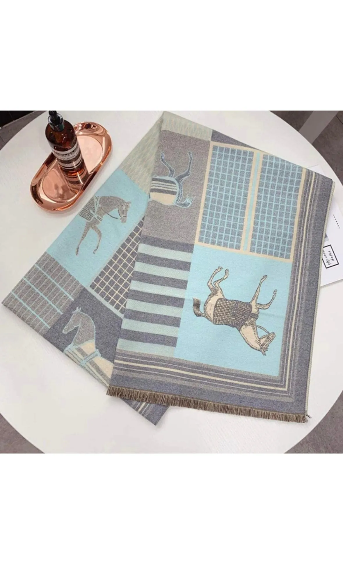 Light Blue Classic Equestrian Scarf/Shawl