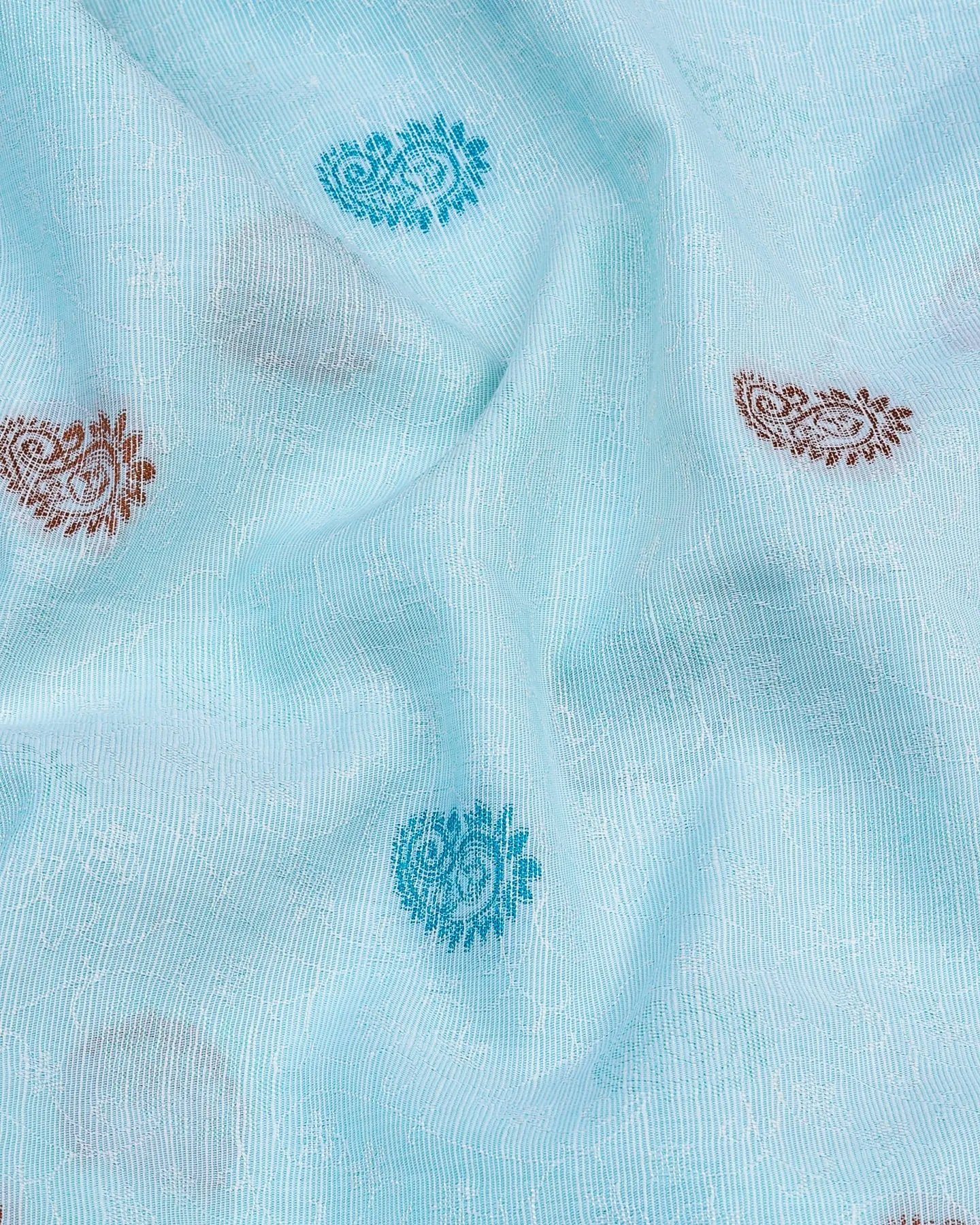 Light Cyan Blue Jacquard Paisley Premium Cotton Shirt