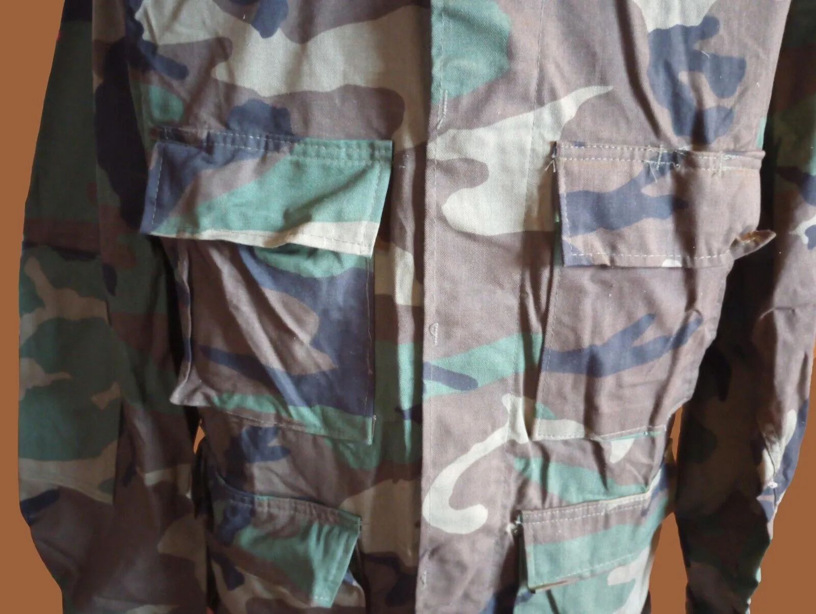 MILITARY STYLE BDU FATIGUE SHIRT /JACKET WOODLAND CAMOUFLAGE NEW USA MADE
