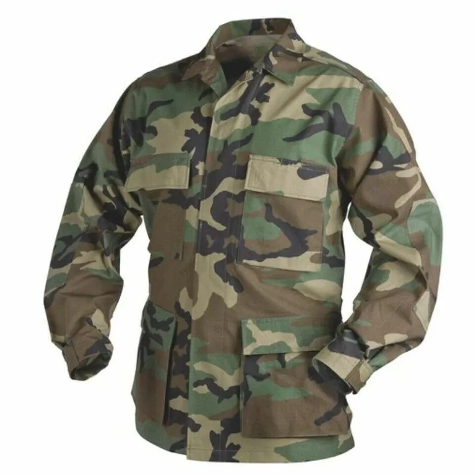 MILITARY STYLE BDU FATIGUE SHIRT /JACKET WOODLAND CAMOUFLAGE NEW USA MADE