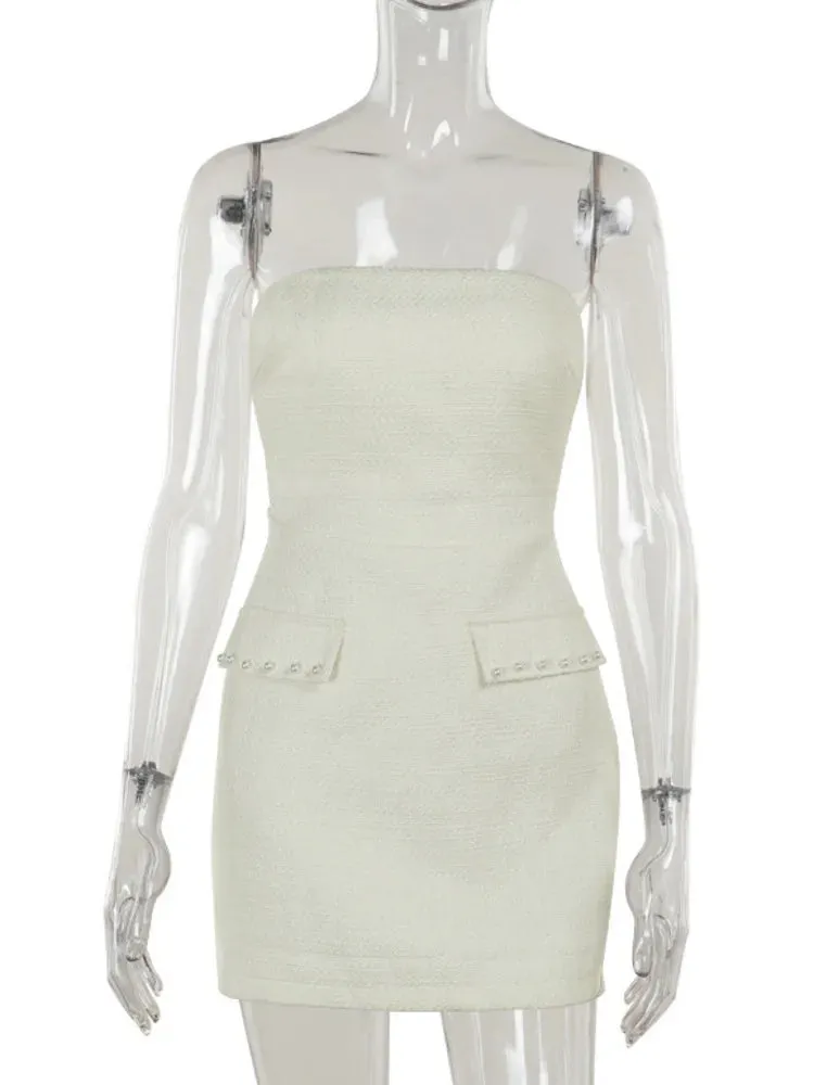 Mini Strapless Bodycon   Crop Blazer Matching Set Outfit - Professional