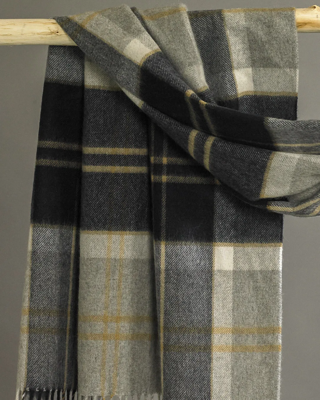 Neutral Plaid Cashmere Stole