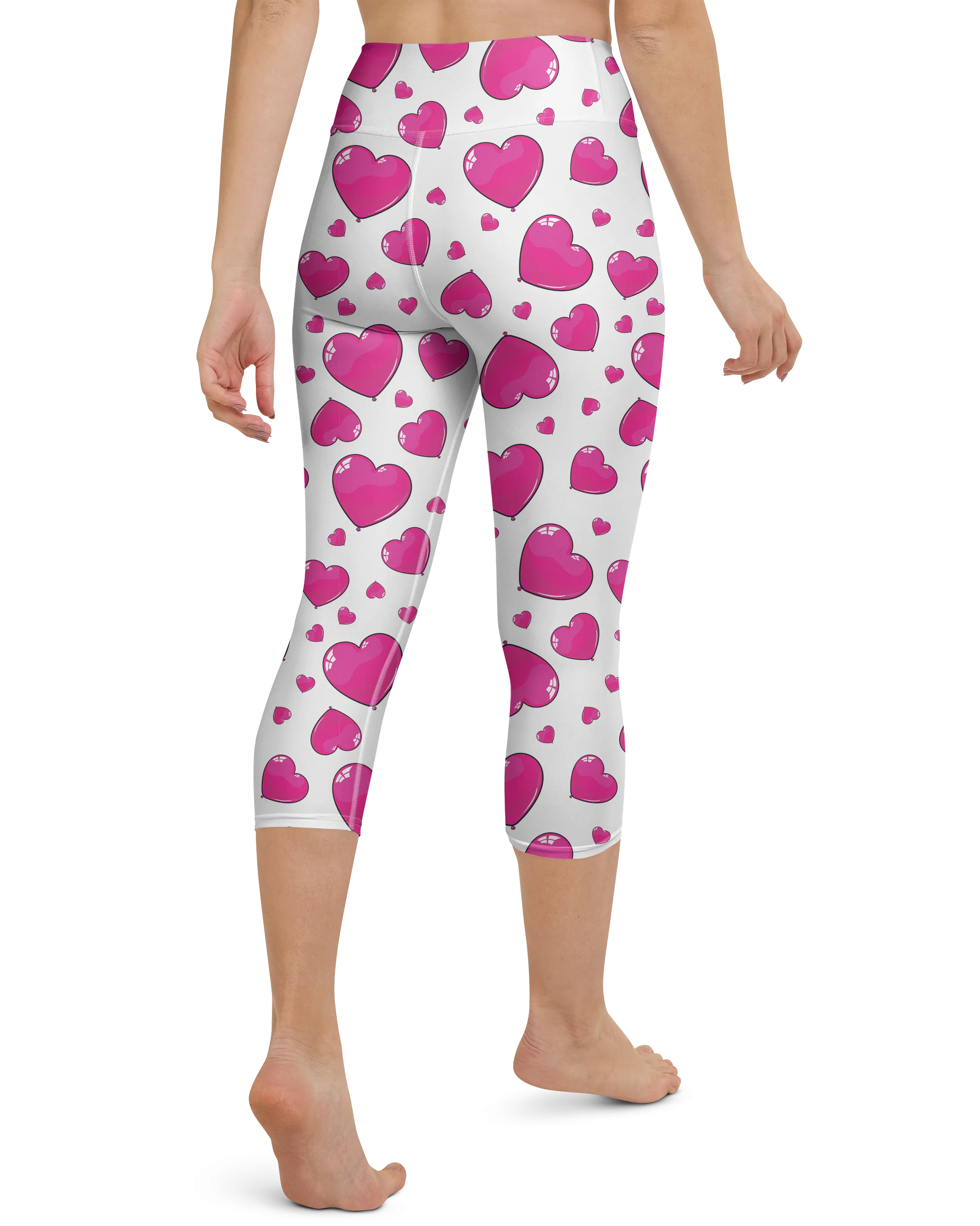 Pink Heart Shaped Balloons Yoga Capris