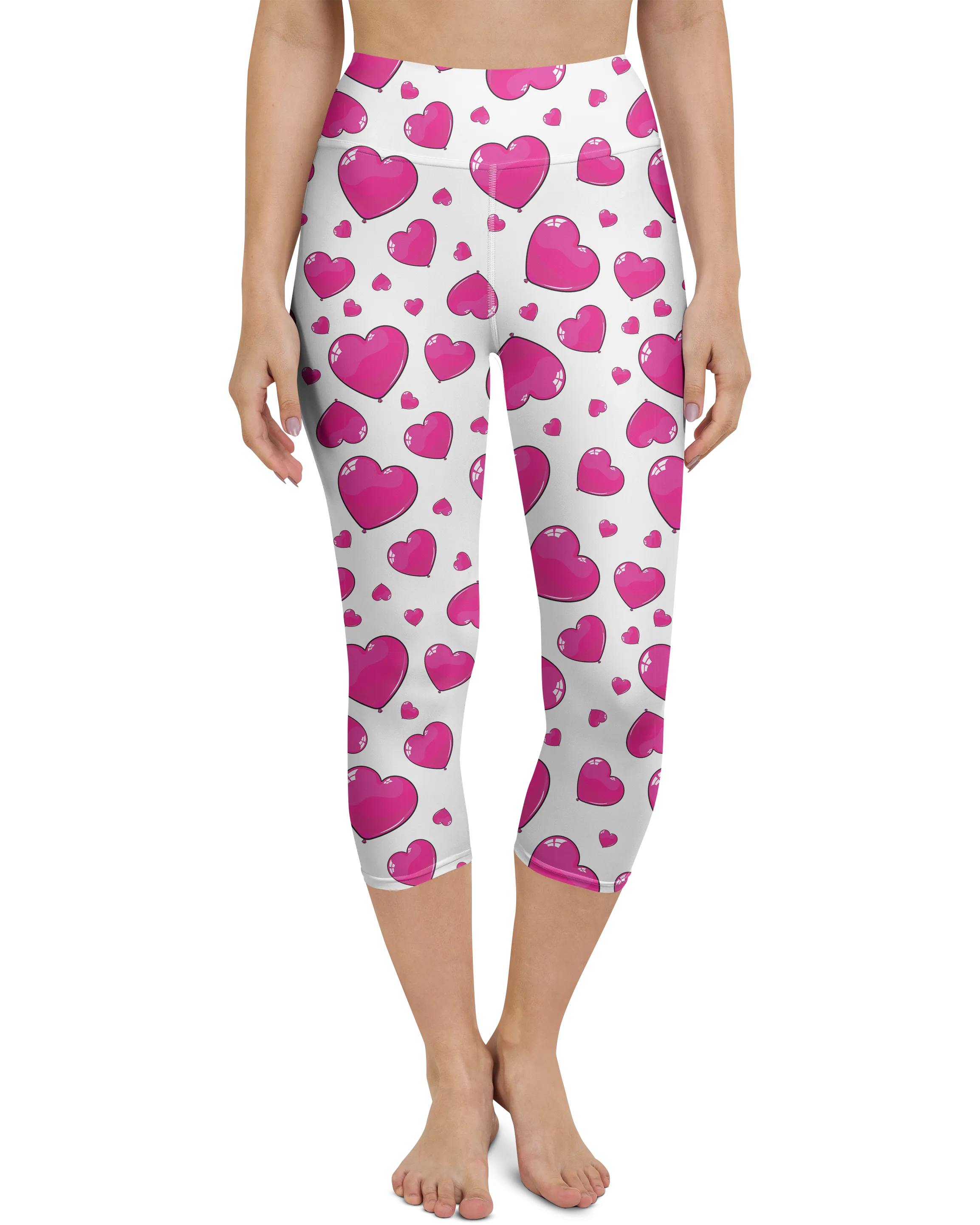 Pink Heart Shaped Balloons Yoga Capris