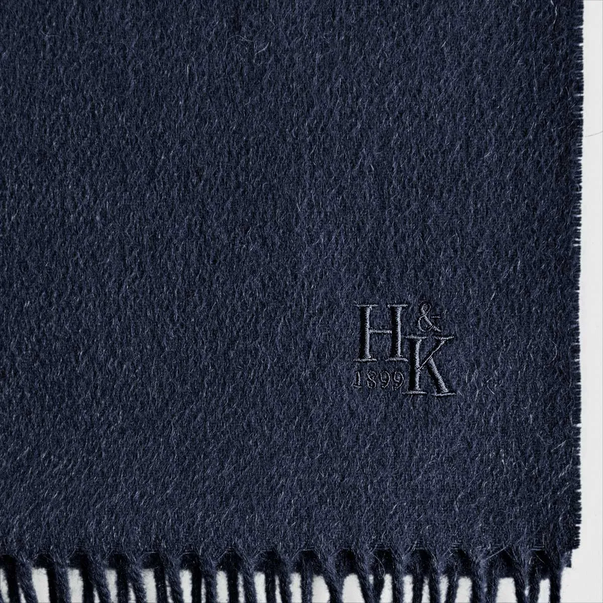 Plain Navy Pure Narrow Width Cashmere Scarf