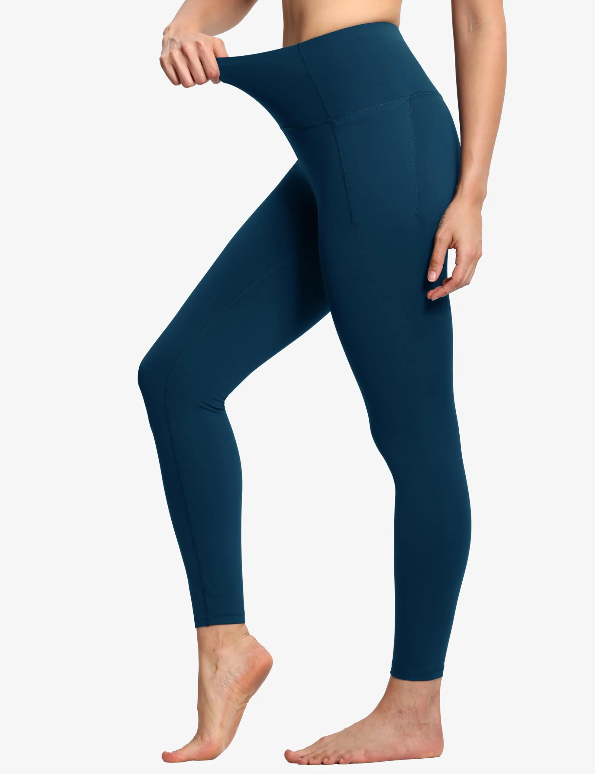 THE GYM PEOPLE Tummy Control Workout Leggings with Pockets High Waist Athletic Yoga Pants for Women Running, Fitness Dark Blue Green