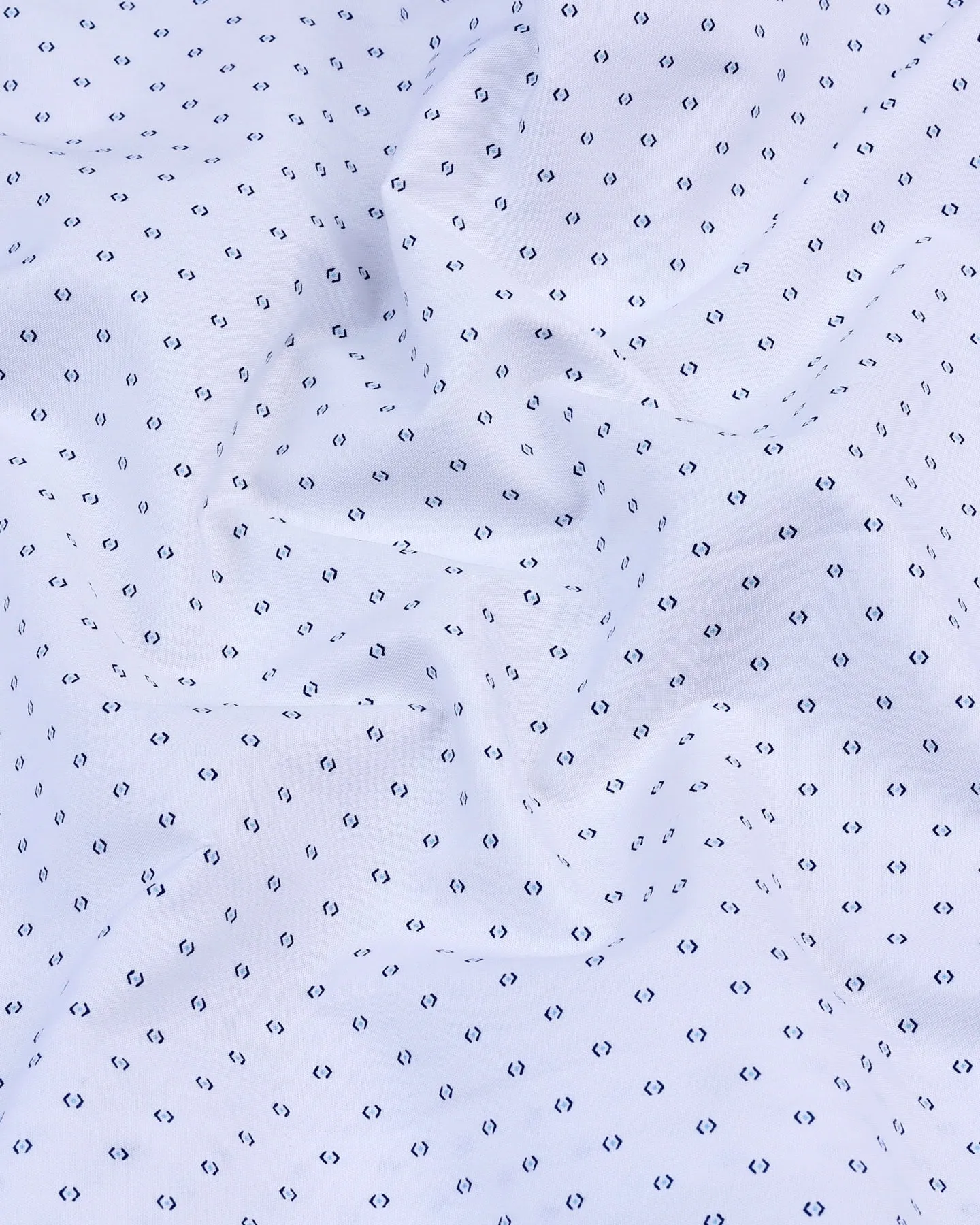 Tripoli White With Blue Poplin Printed Cotton Shirt