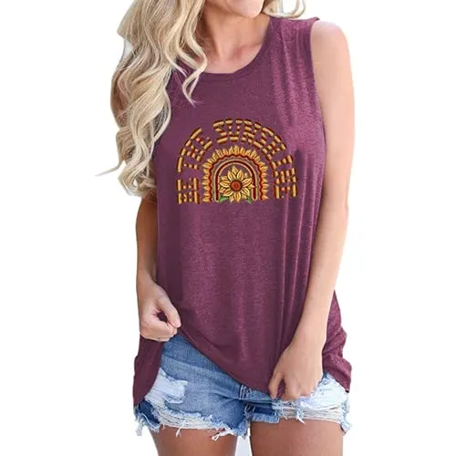 Women Be The Sunshine Tank Top Sunflower Shirt