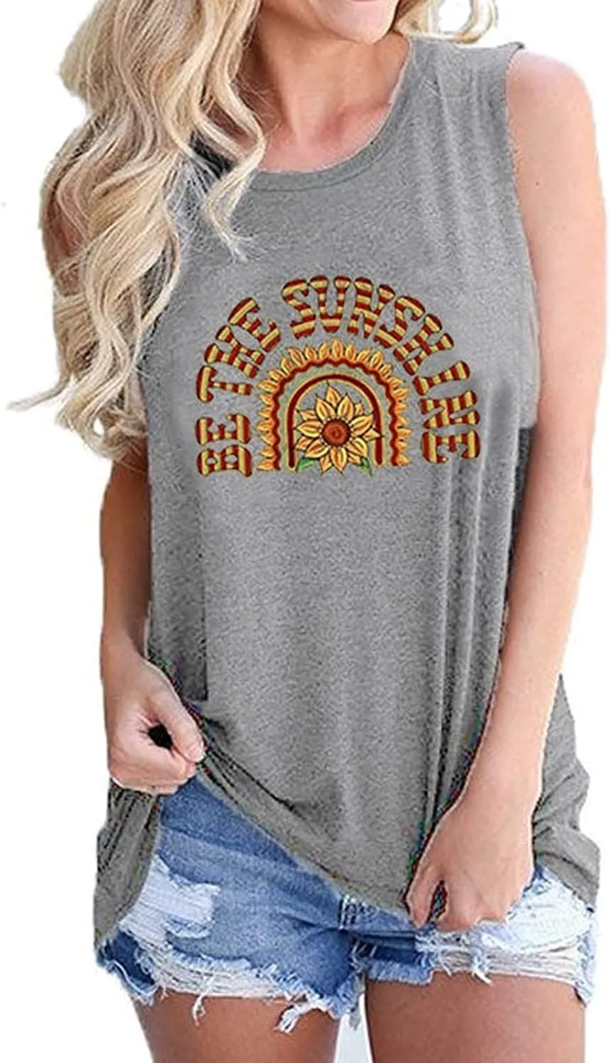 Women Be The Sunshine Tank Top Sunflower Shirt