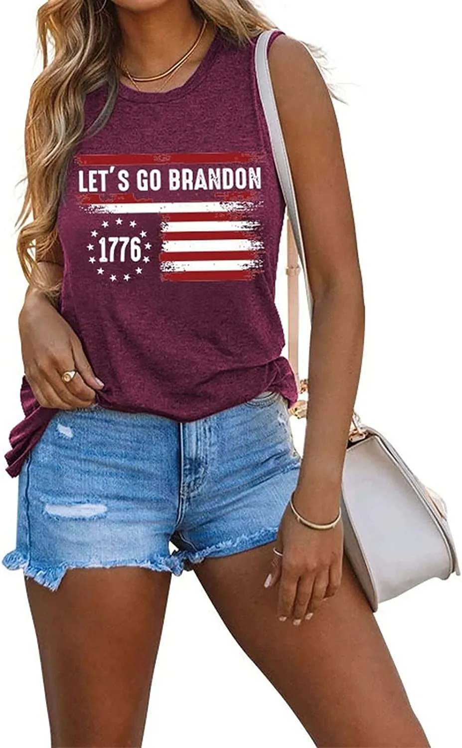 Women Let's Go Brandon Tank Tops Republican Gifts Tees Shirt