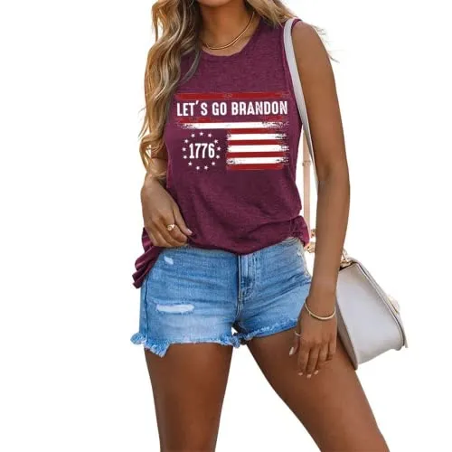 Women Let's Go Brandon Tank Tops Republican Gifts Tees Shirt