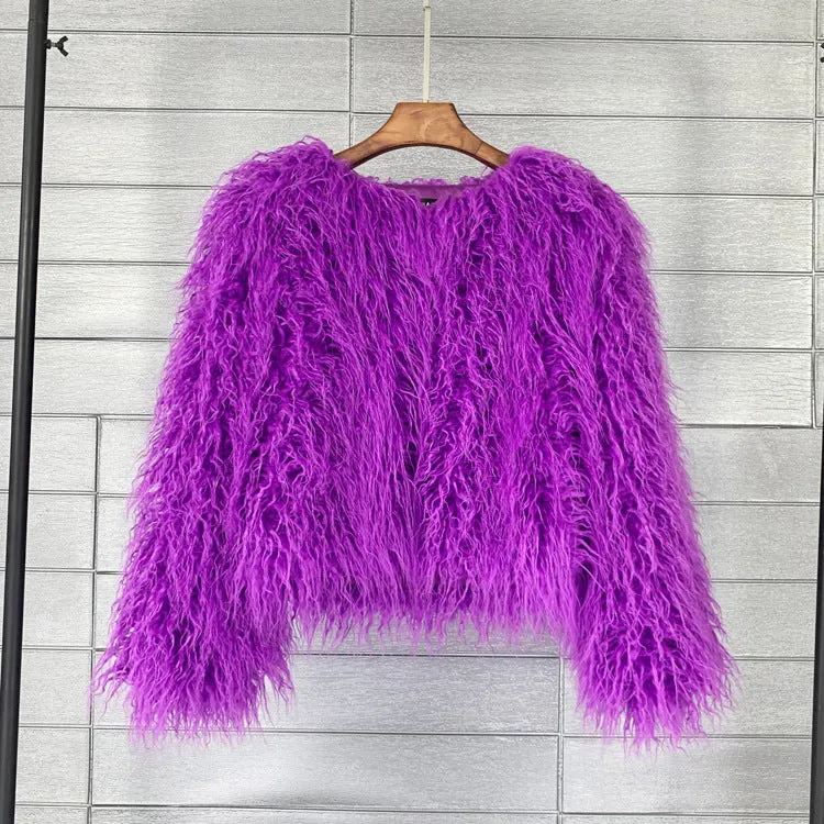 Women's Fur Faux Korean Style Solid Color Tan Coats